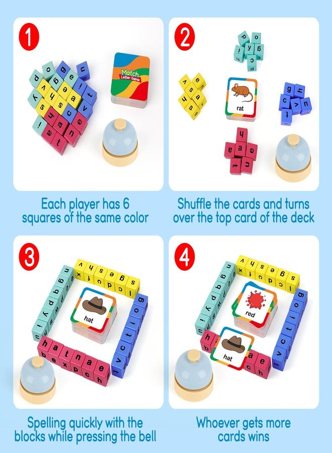 Edulok Word Race Cube - Preschool Wooden Alphabet Letter Blocks & Phonics Matching Games - CVC Word Learning Toys - Image 2